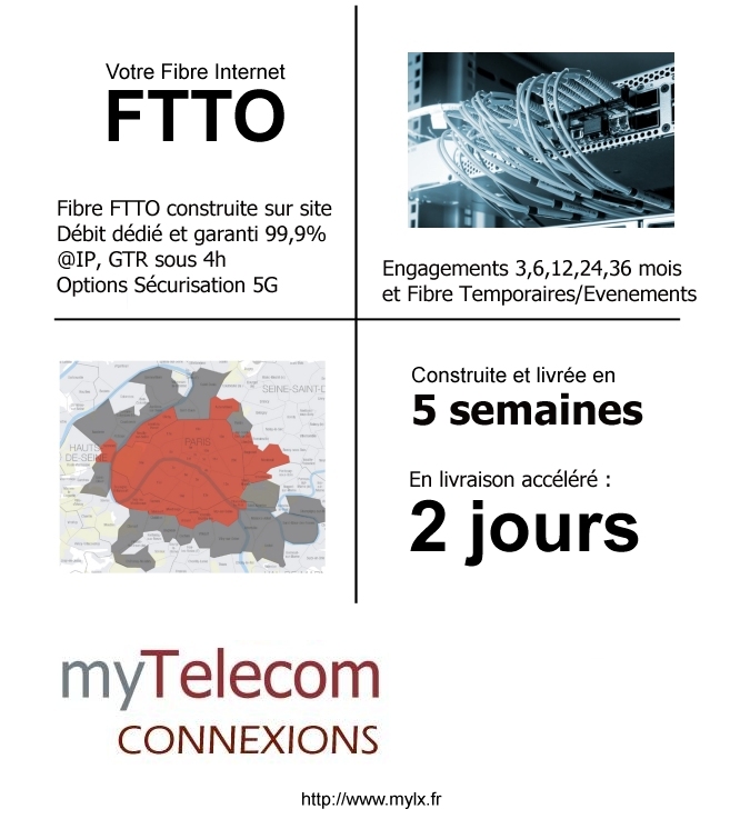 myLX peut livrer en 2 jours votre fibre FTTO à Paris, La Défense, et Proche Banlieue